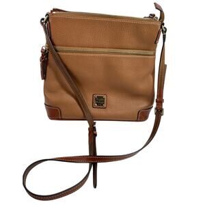 Dooney & Bourke Handbag Pebble Leather Crossbody Caramel Purse Zipper Pocket